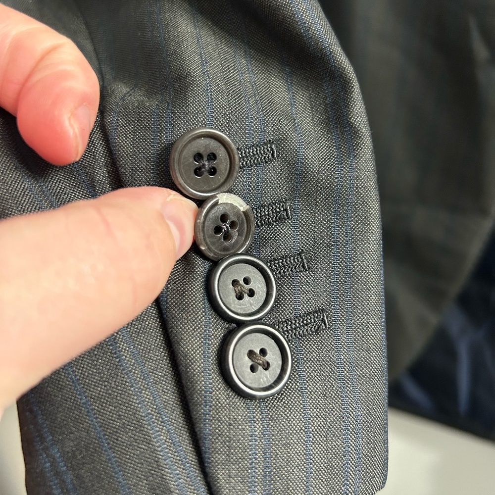 ermenegildo zegna trofeo 600 wool silk blazer suit jacket dark grey and blue - Picture 10 of 11